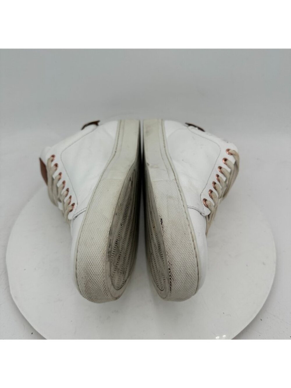 Goodman Brand Men Size 10.5 White Dark Brown Leather Low Top Lace Up Casual Shoe - Picture 7 of 11